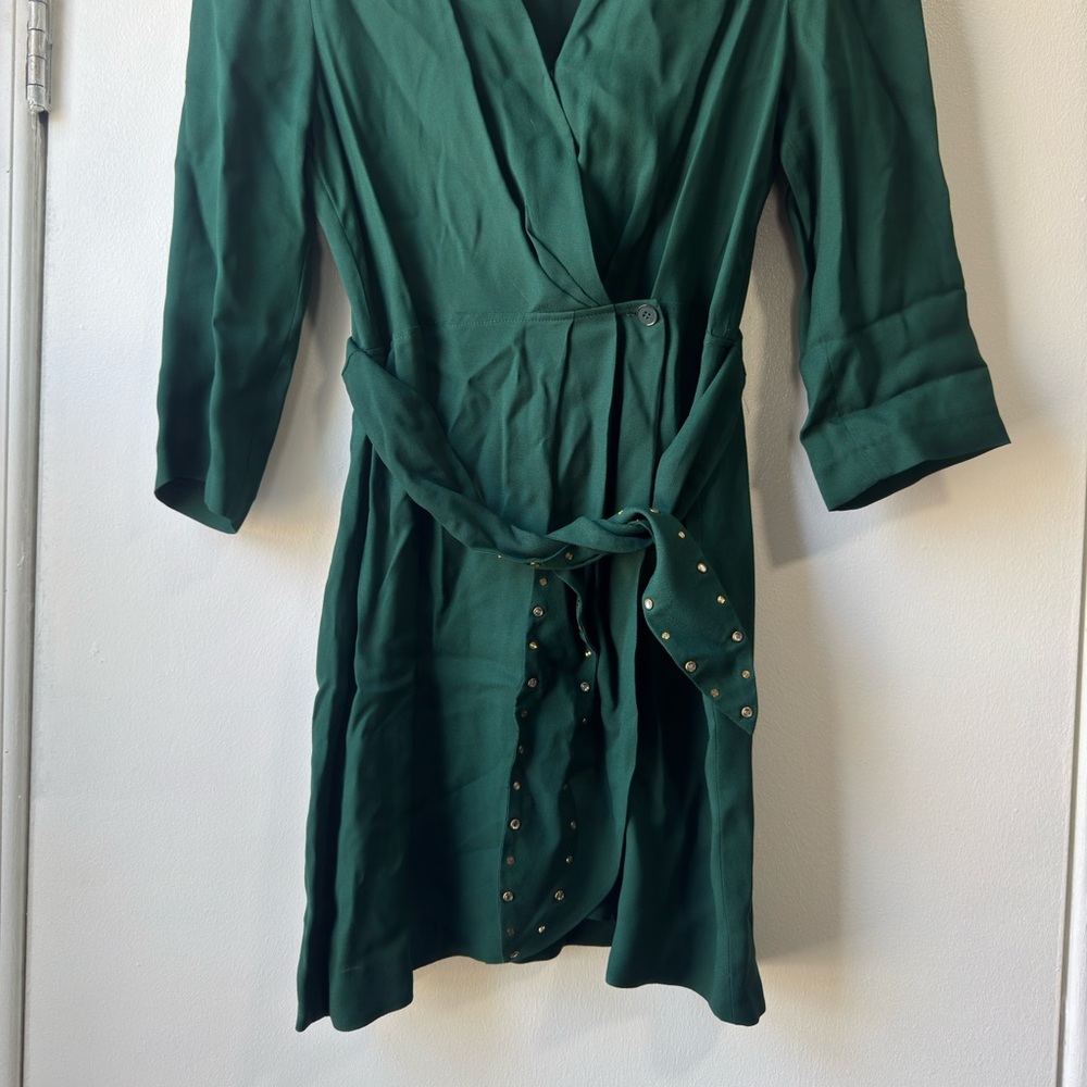 Sandro Elegant Green Wrap Mini Dress - Picture 12 of 15